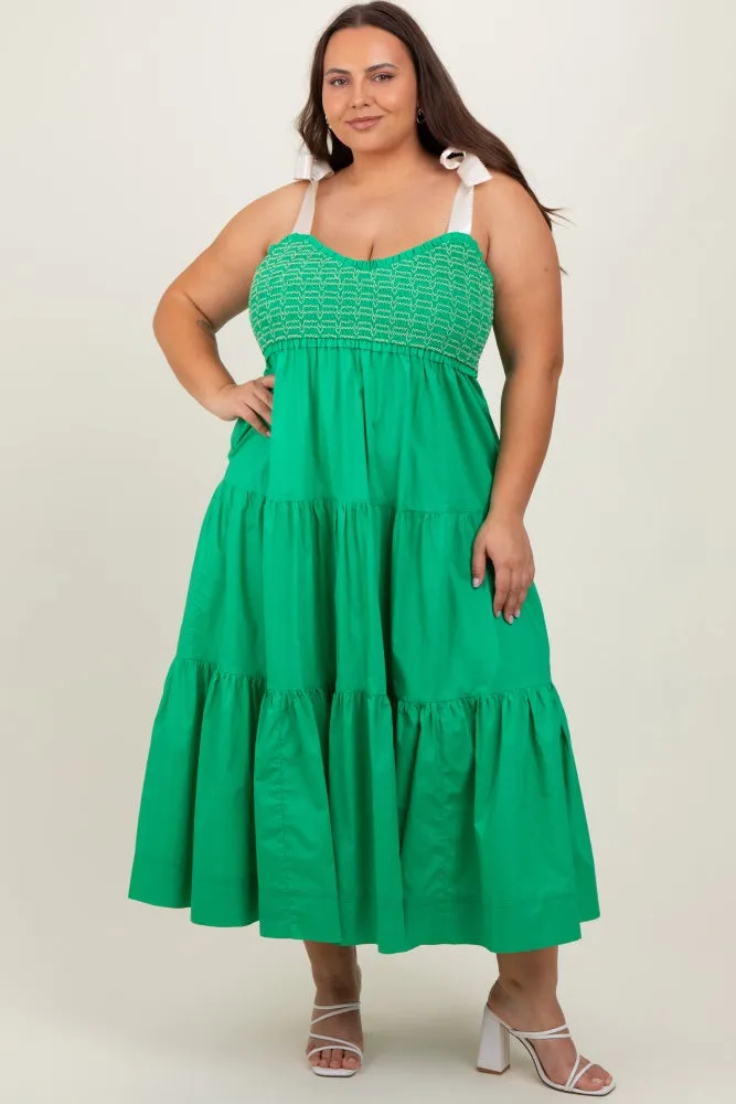 Green Ribbon Strap Tiered Plus Maxi Dress sold by Pinkblush product image thumbnail 2
