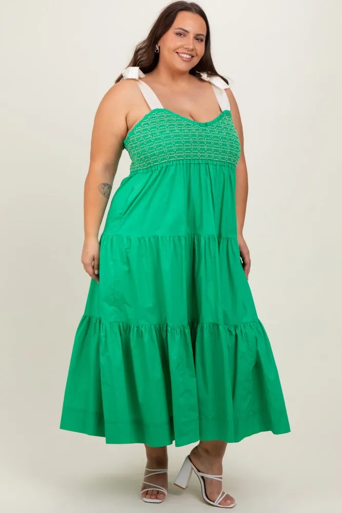 Green Ribbon Strap Tiered Plus Maxi Dress sold by Pinkblush product image thumbnail 3
