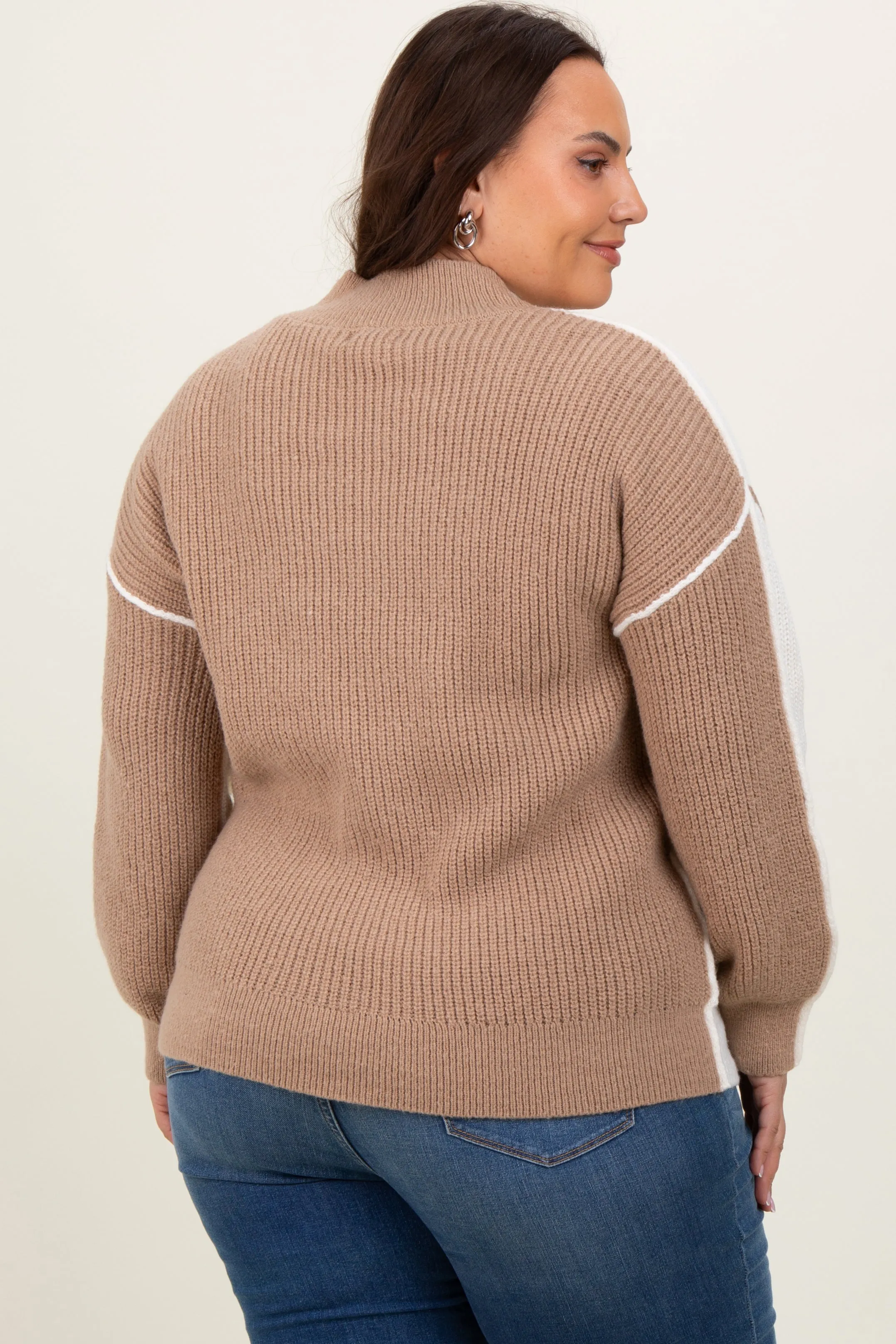 Ivory Mock Neck Colorblock Plus Sweater sold by Pinkblush product image thumbnail 4