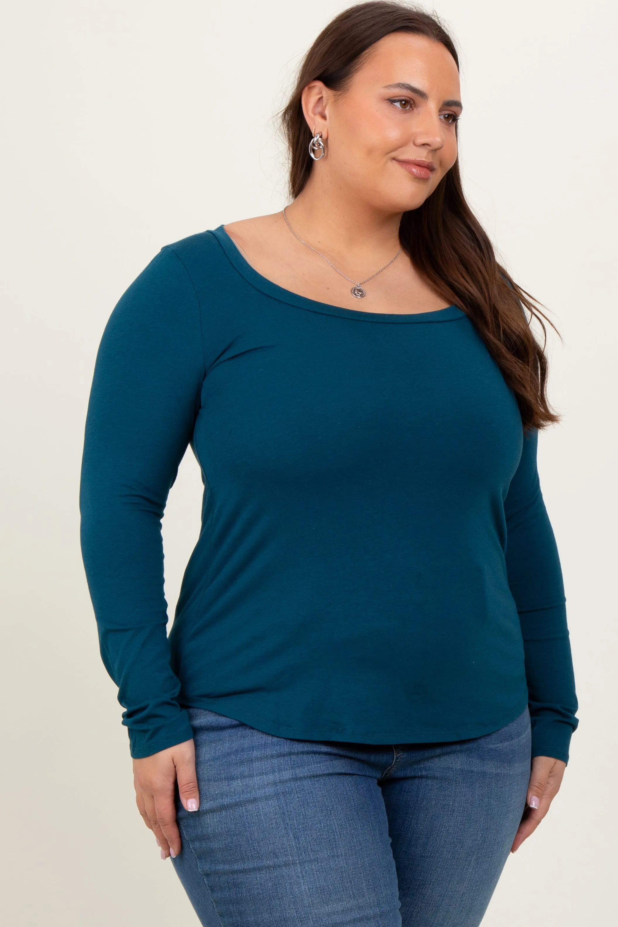 Dark Teal Basic Long Sleeve Plus Top sold by Pinkblush product image thumbnail 3