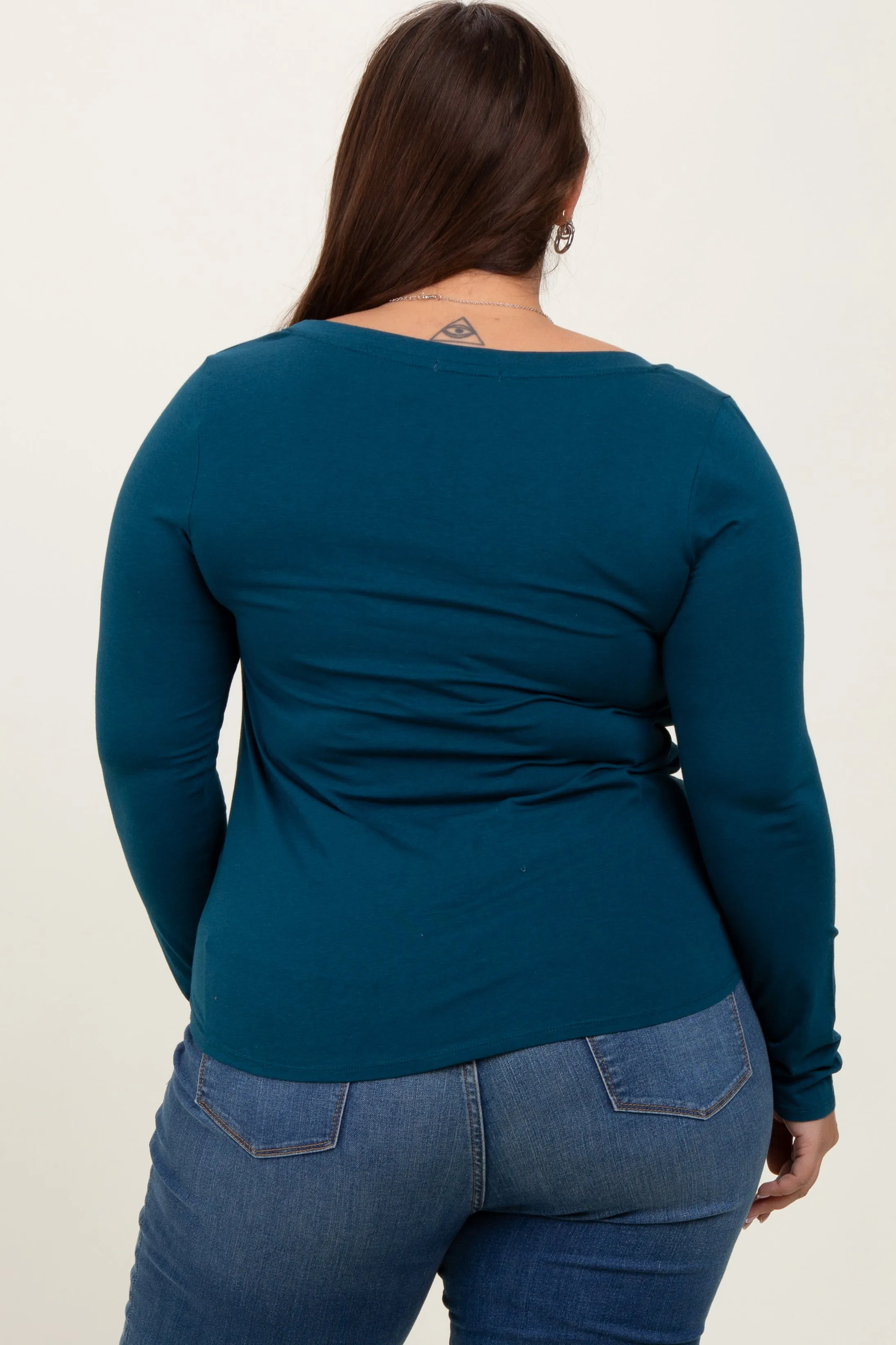 Dark Teal Basic Long Sleeve Plus Top sold by Pinkblush product image thumbnail 4