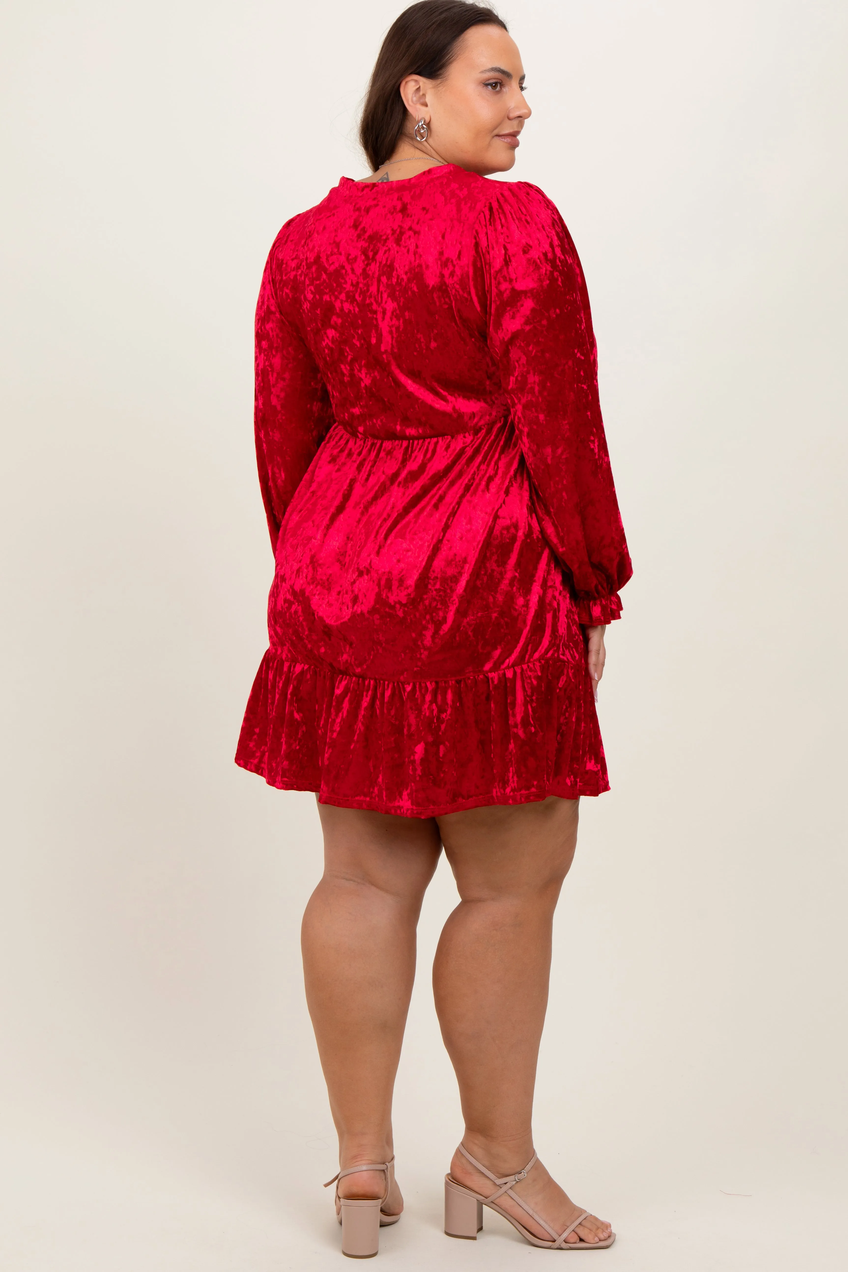 Red Velvet Long Sleeve Plus Dress sold by Pinkblush product image thumbnail 3