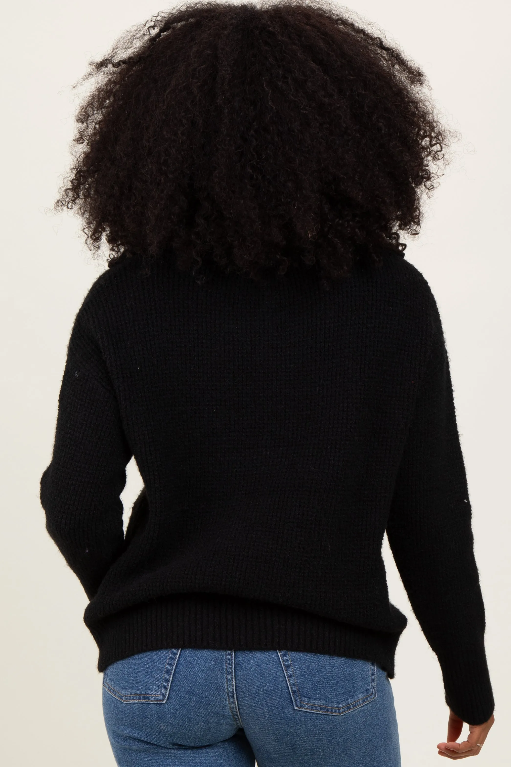 Black Half Zip Pullover Sweater sold by Pinkblush product image thumbnail 4