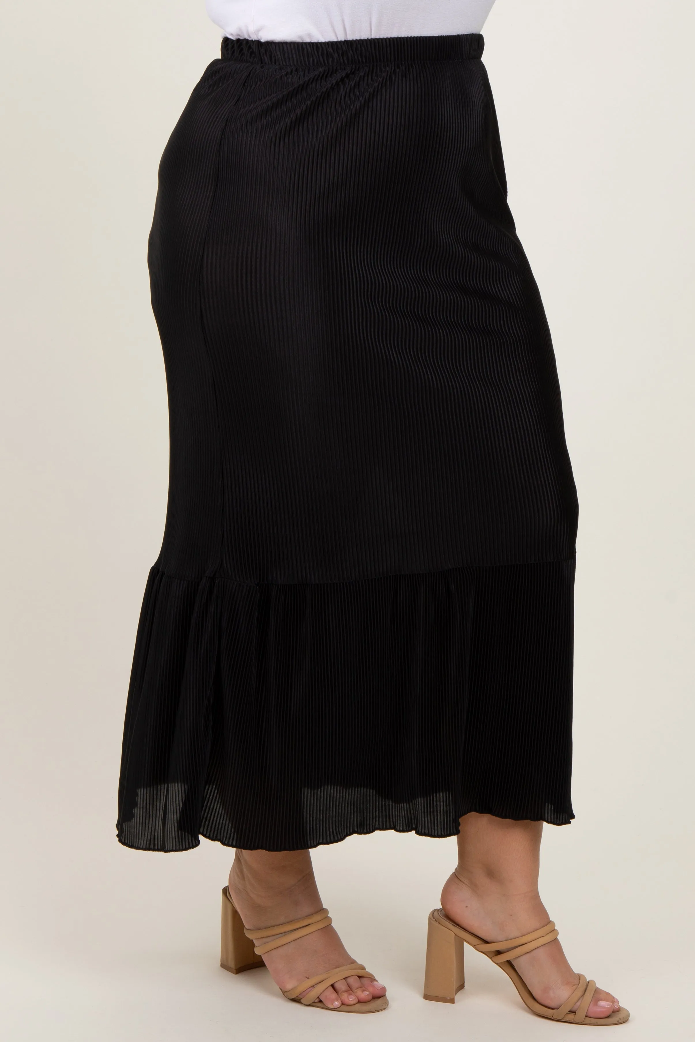Black Plisse Plus Maxi Skirt sold by Pinkblush product image thumbnail 4