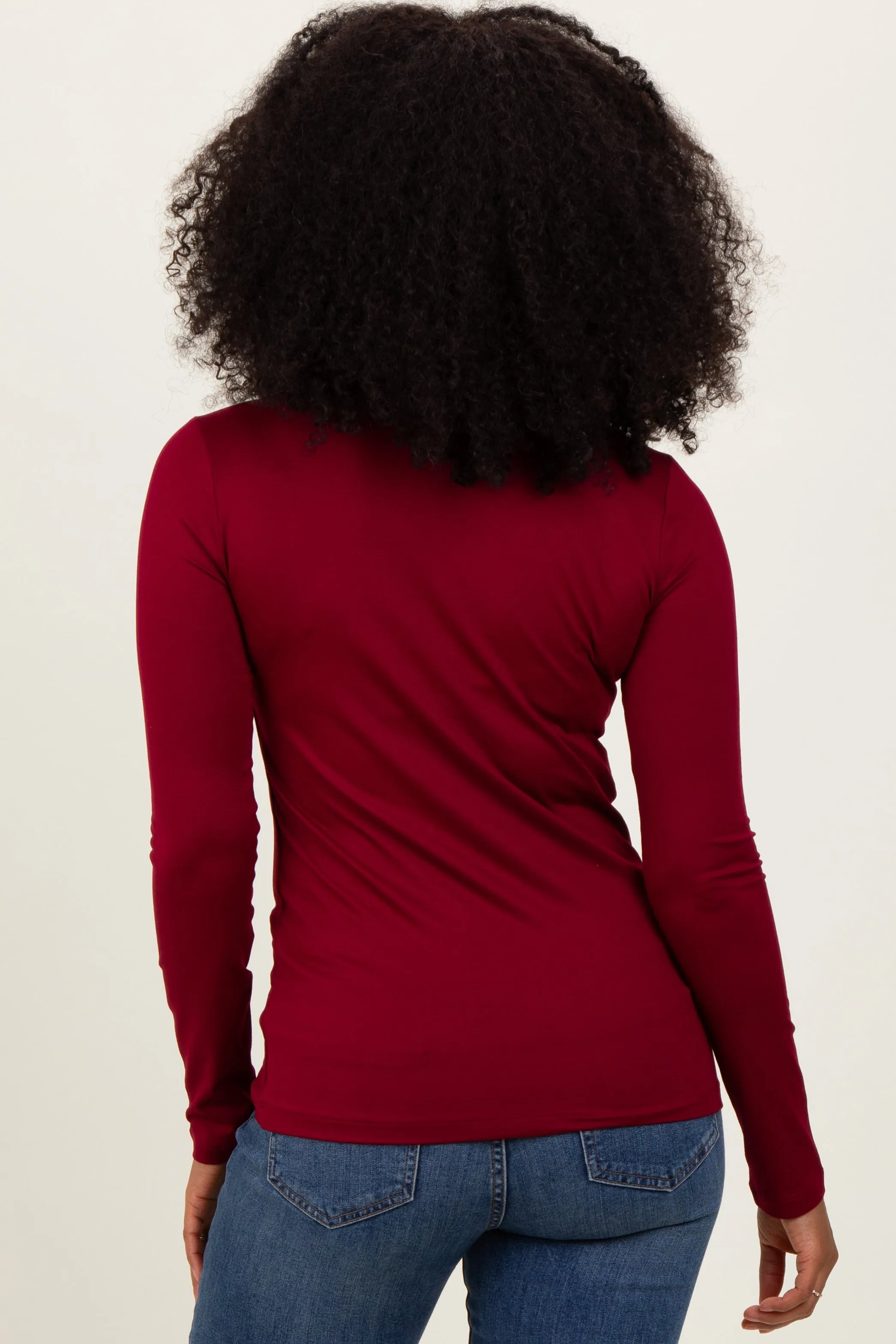 Burgundy Basic Long Sleeve Top sold by Pinkblush product image thumbnail 4