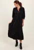 Black Floral Applique Collared Midi Dress sold by Pinkblush