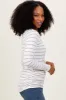 White Striped Ruched Side Long Sleeve Top sold by Pinkblush