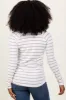 White Striped Ruched Side Long Sleeve Top sold by Pinkblush