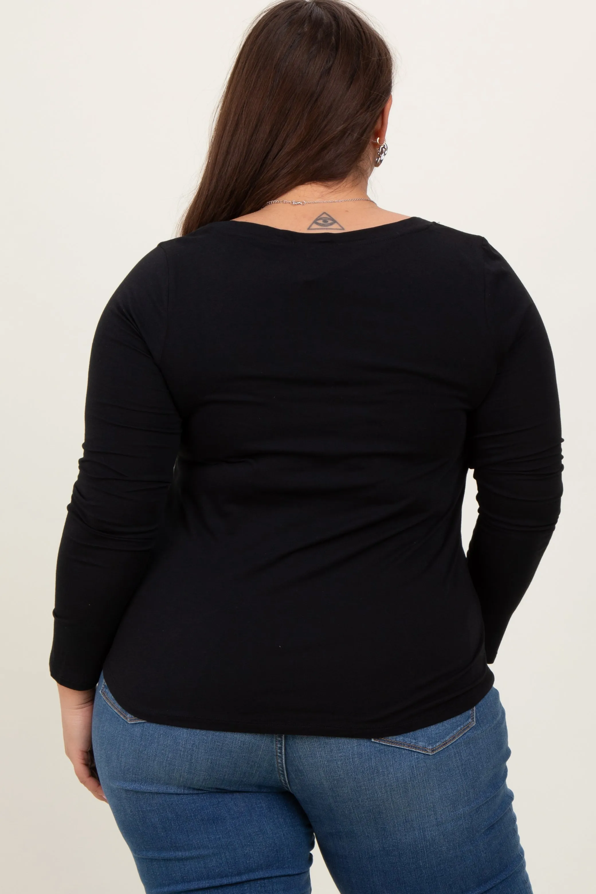 Black Basic Long Sleeve Plus Top sold by Pinkblush product image thumbnail 4