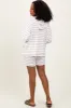 Ivory Cozy Striped Ribbed Two-Piece Lounge Set sold by Pinkblush