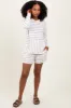 Ivory Cozy Striped Ribbed Two-Piece Lounge Set sold by Pinkblush