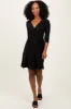 Black 3/4 Sleeve Nursing Sash Tie Wrap Dress sold by Pinkblush
