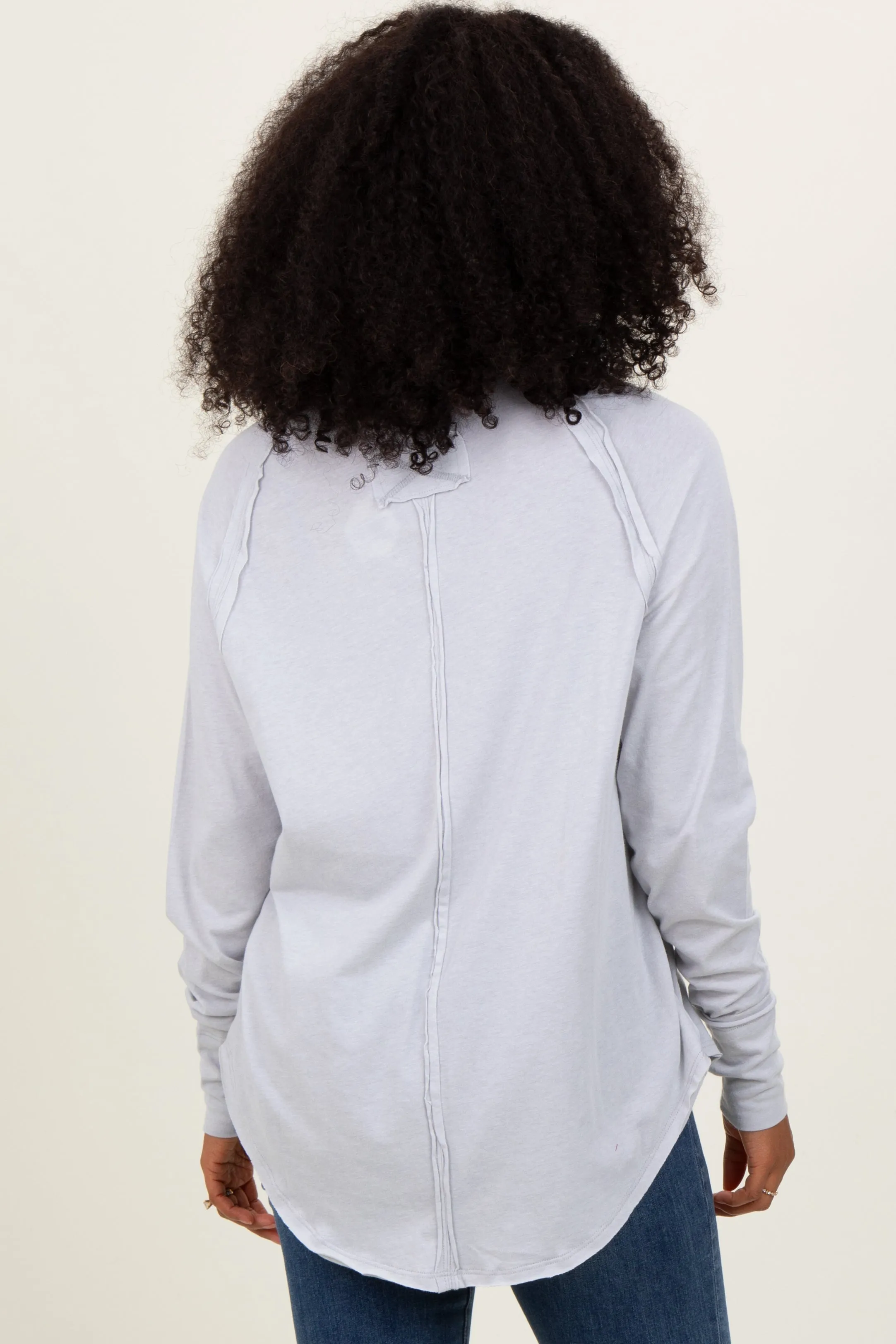 Heather Grey Exposed Seam Long Sleeve Top sold by Pinkblush product image thumbnail 4