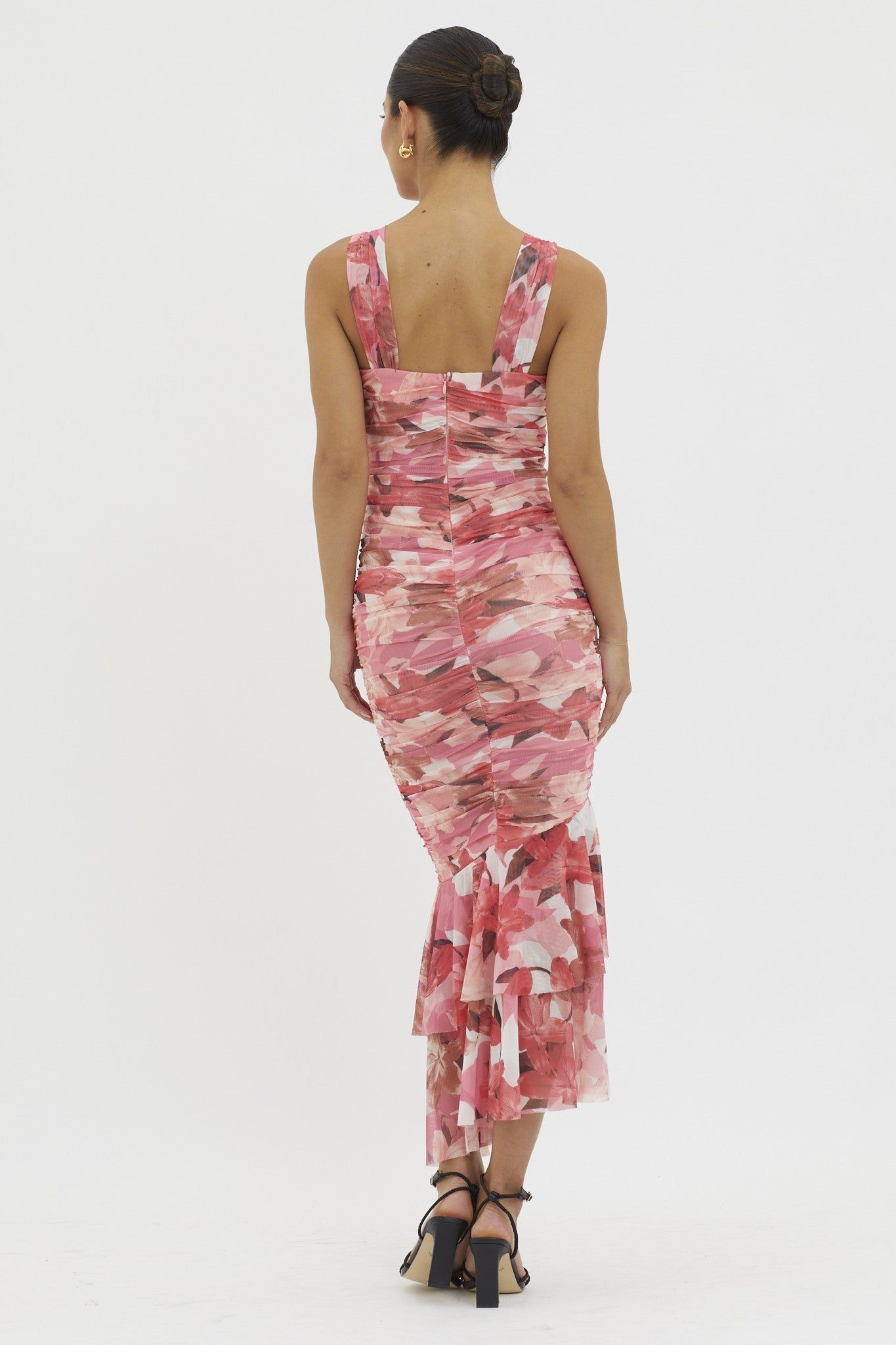 Pink Floral Print V Bust Line Midi Dress sold by Pinkblush product image thumbnail 2