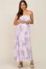 Lavender Floral Sleeveless Smocked Maternity Maxi Dress sold by Pinkblush