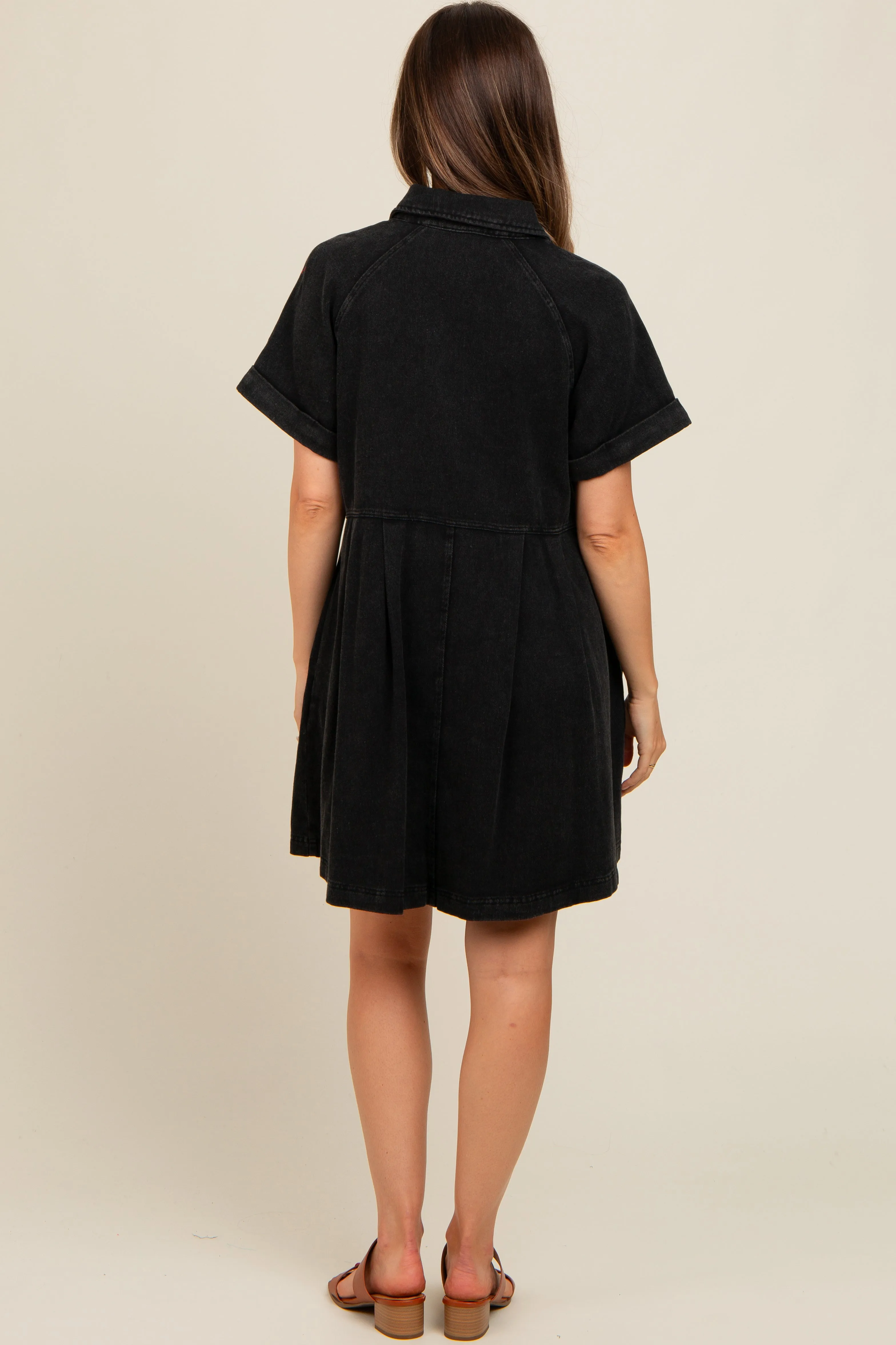 Black Denim Button Down Maternity Mini Dress sold by Pinkblush product image thumbnail 3