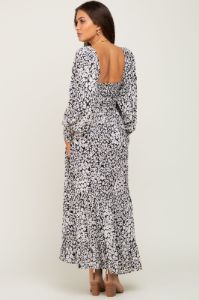 Black Floral Twist Front Cutout Maternity Dress sold by Pinkblush