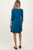 Teal 3/4 Sleeve Maternity/Nursing Sash Tie Wrap Dress sold by Pinkblush
