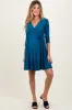 Teal 3/4 Sleeve Maternity/Nursing Sash Tie Wrap Dress sold by Pinkblush
