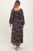 Black Floral Square Neck Front Tie Maternity Midi Dress sold by Pinkblush