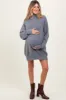 Cream Fuzzy Knit Turtleneck Maternity Sweater Mini Dress sold by Pinkblush