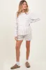 Ivory Cozy Striped Ribbed Two-Piece Maternity Lounge Set sold by Pinkblush