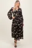 Black Floral Chiffon Twist Front Wrap Maxi Dress sold by Pinkblush