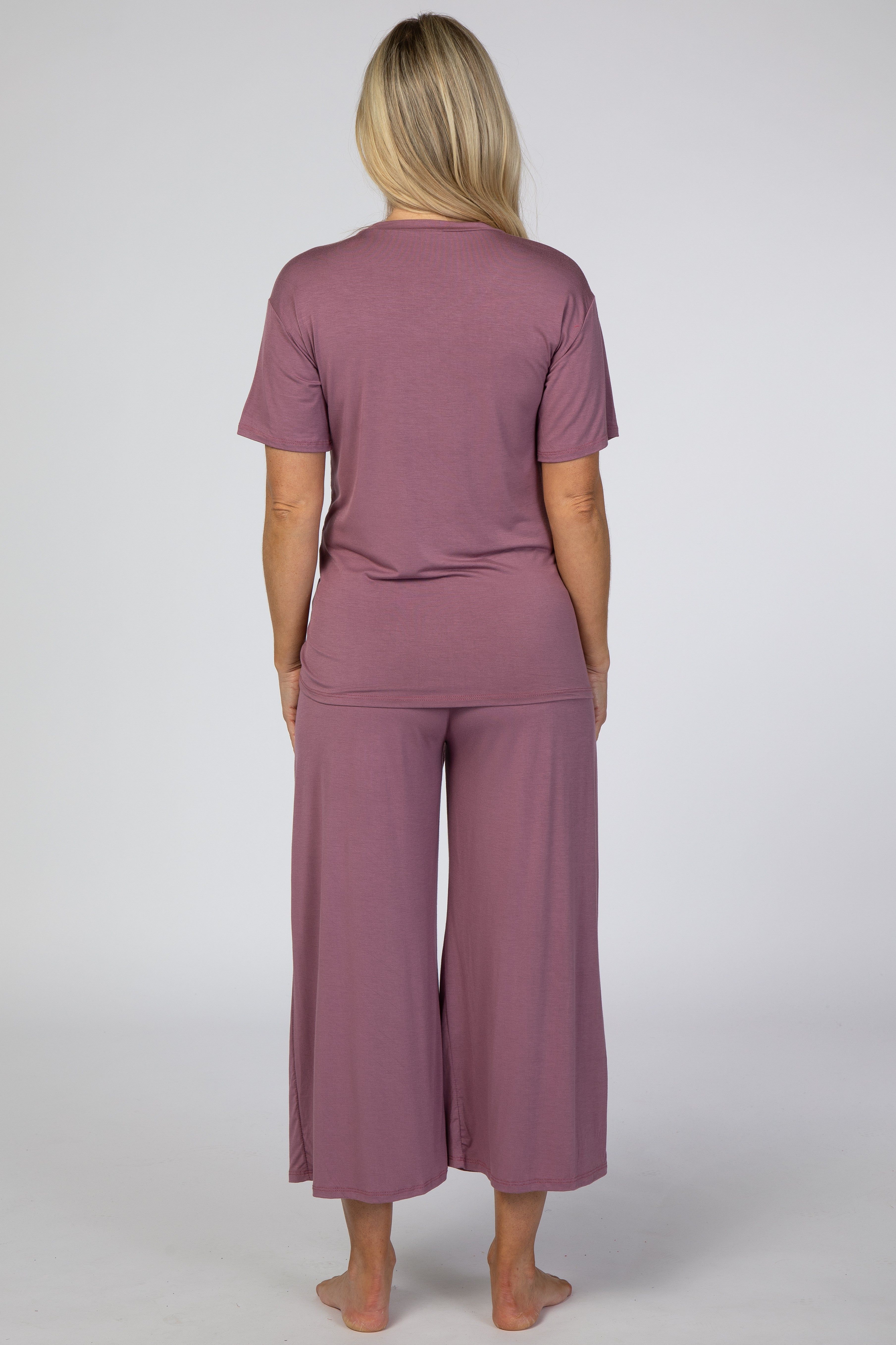 Mauve V-Neck Maternity Sleep Set sold by Pinkblush product image thumbnail 3