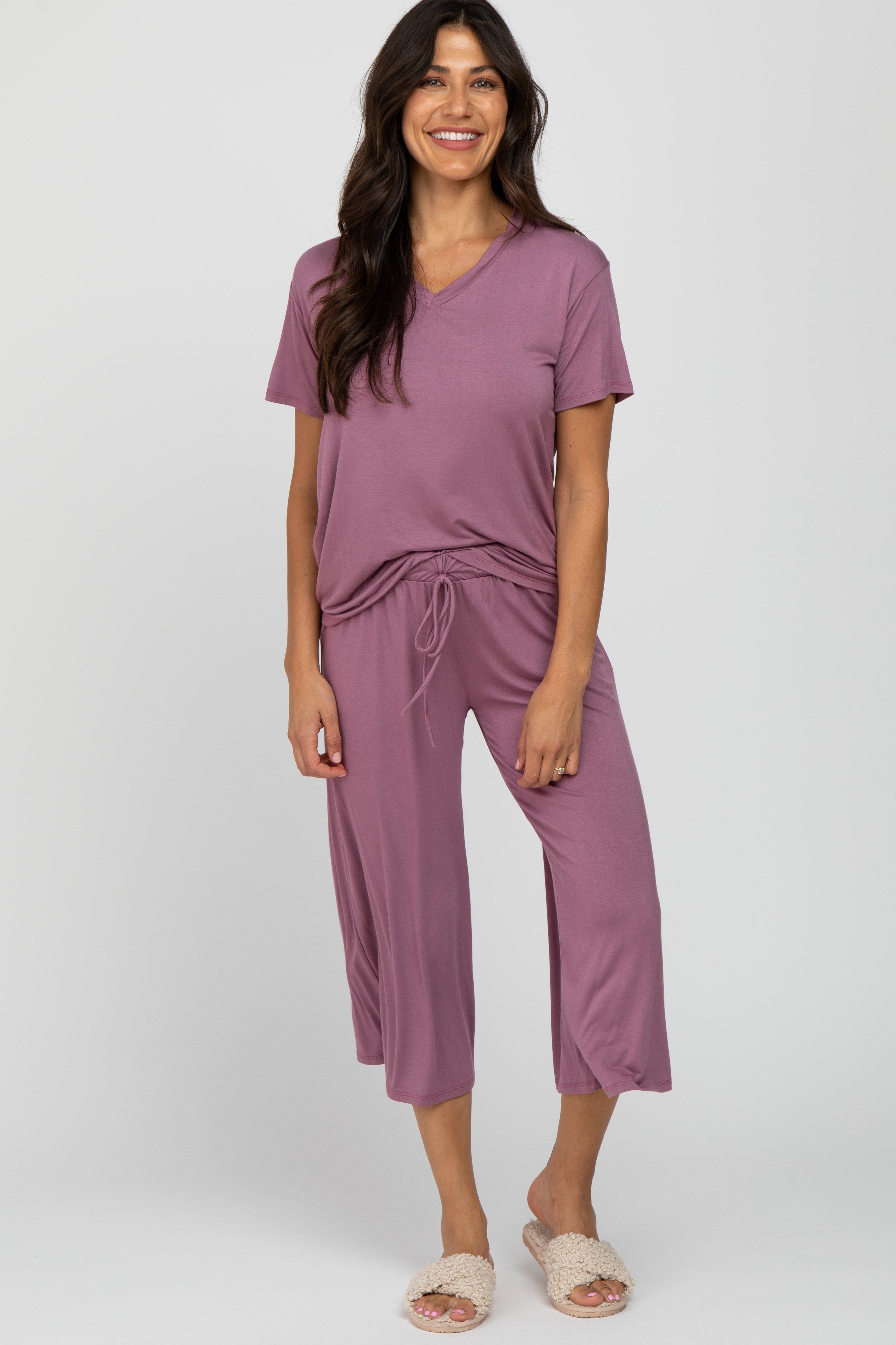 Mauve V-Neck Maternity Sleep Set sold by Pinkblush product image thumbnail 4