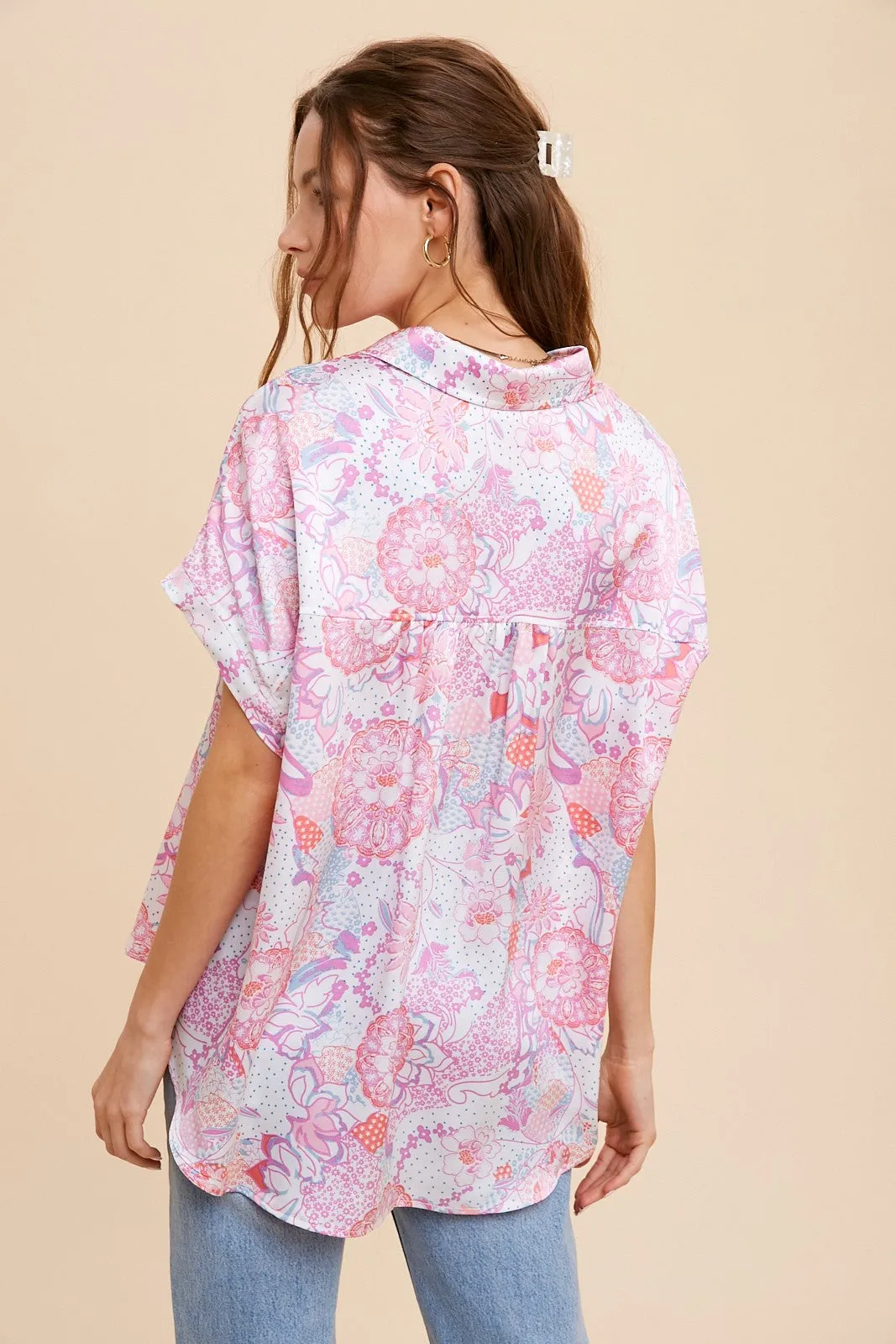 Pink Floral Button Down Blouse sold by Pinkblush product image thumbnail 3