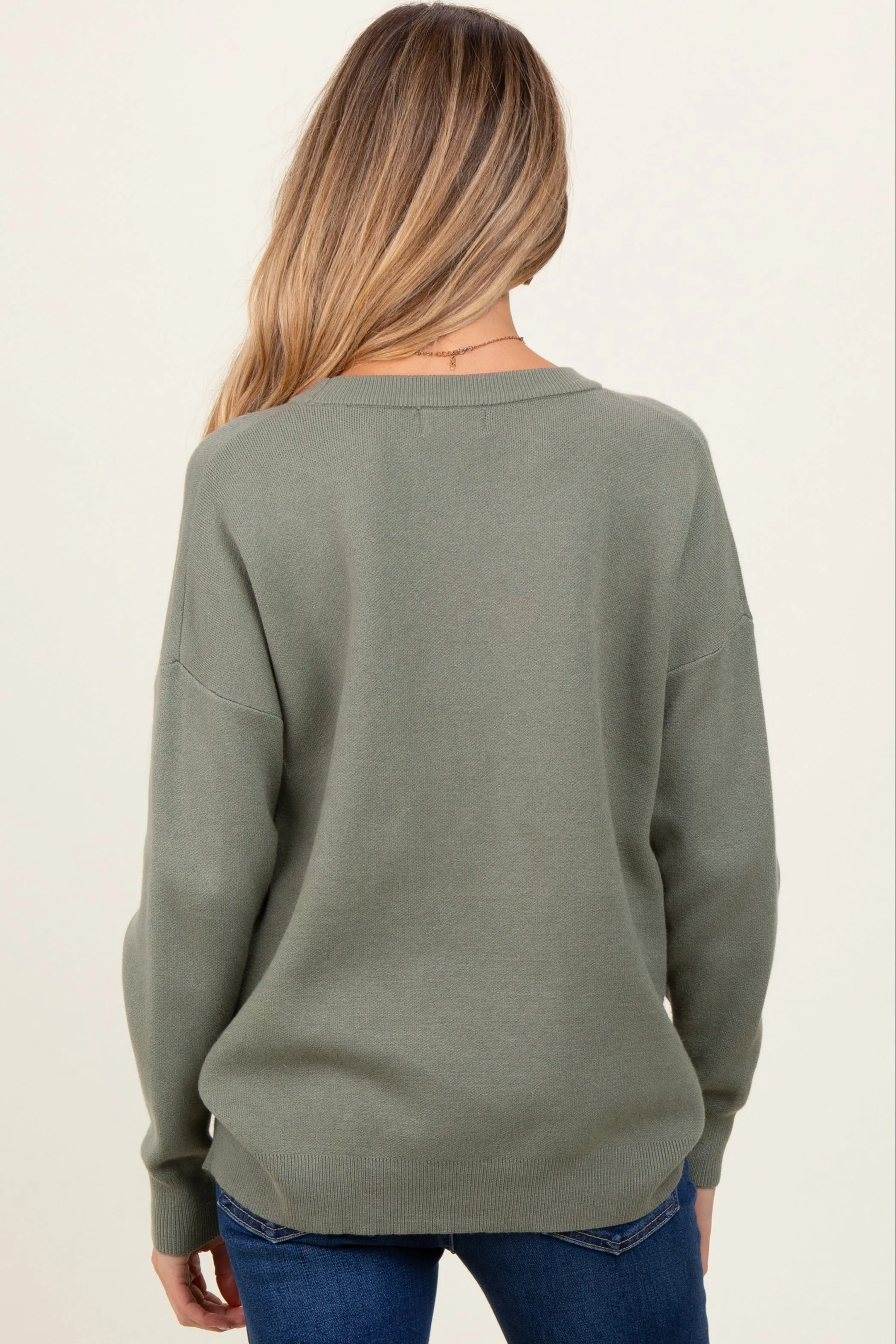 Olive Basic Relaxed Pullover Maternity Sweater sold by Pinkblush product image thumbnail 4