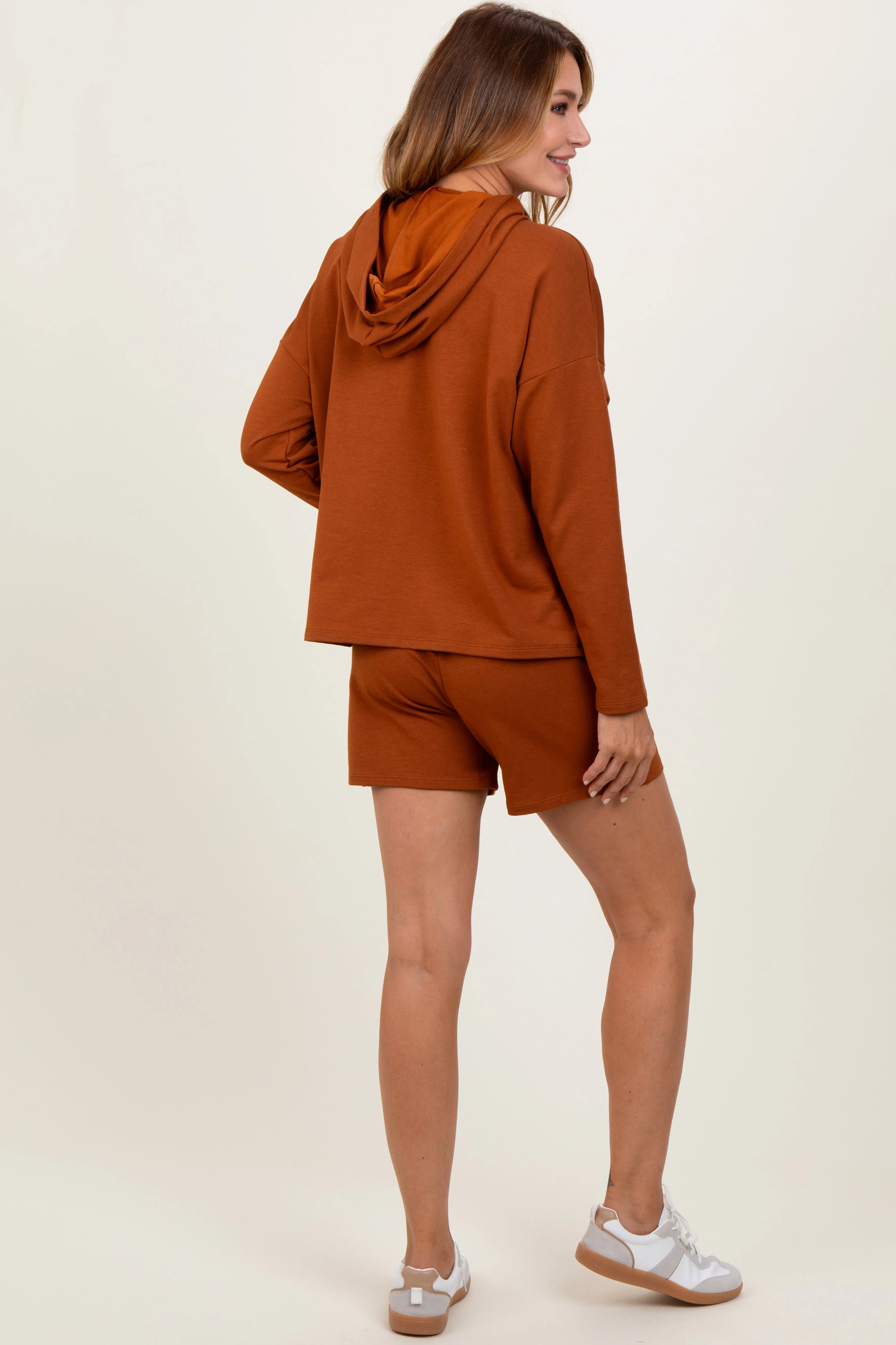 Rust Hoodie Shorts Set sold by Pinkblush product image thumbnail 4