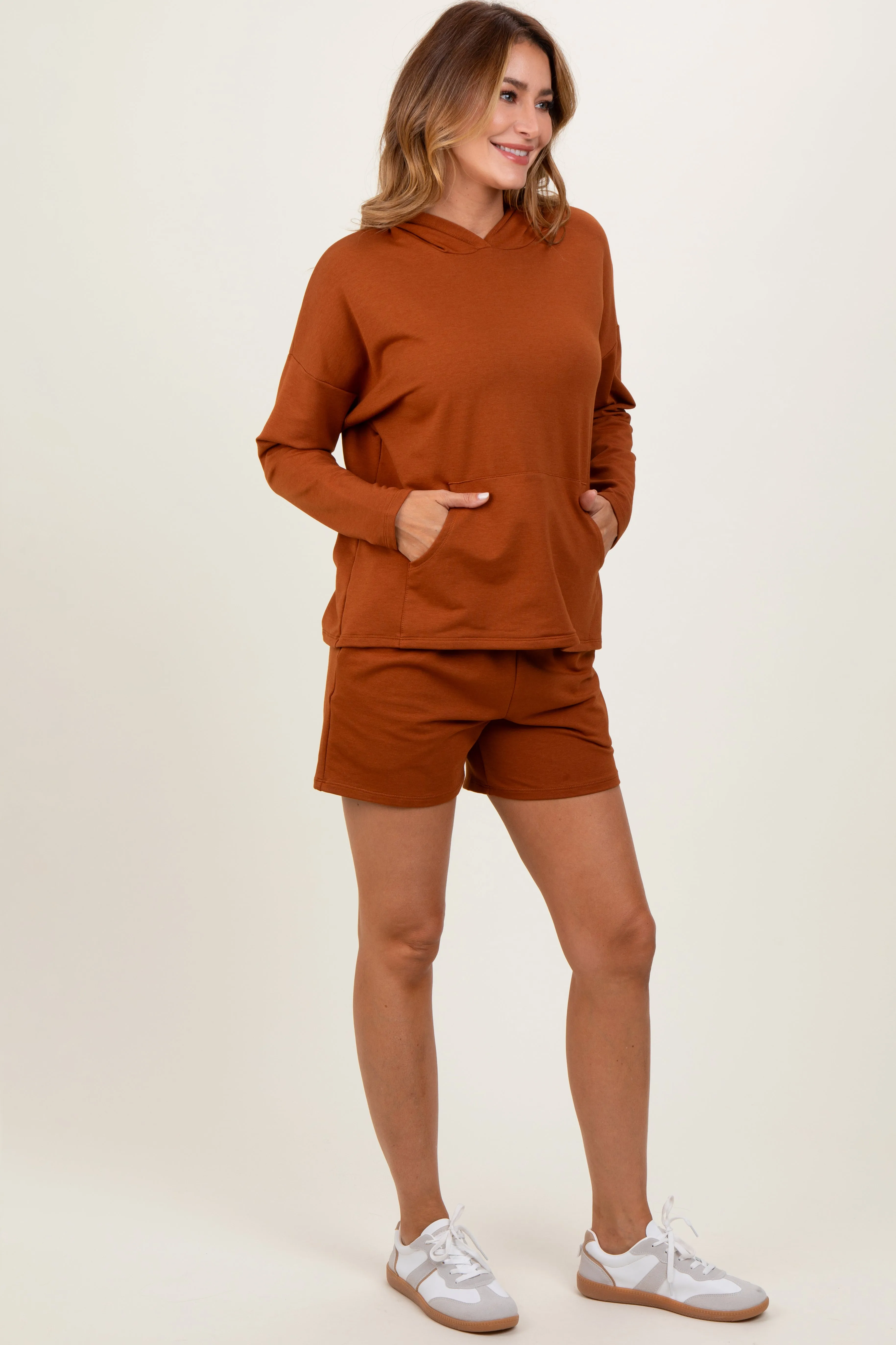 Rust Hoodie Shorts Set sold by Pinkblush product image thumbnail 3