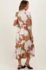 Camel Floral Print Cinched Tie Waist Shirt Dress sold by Pinkblush