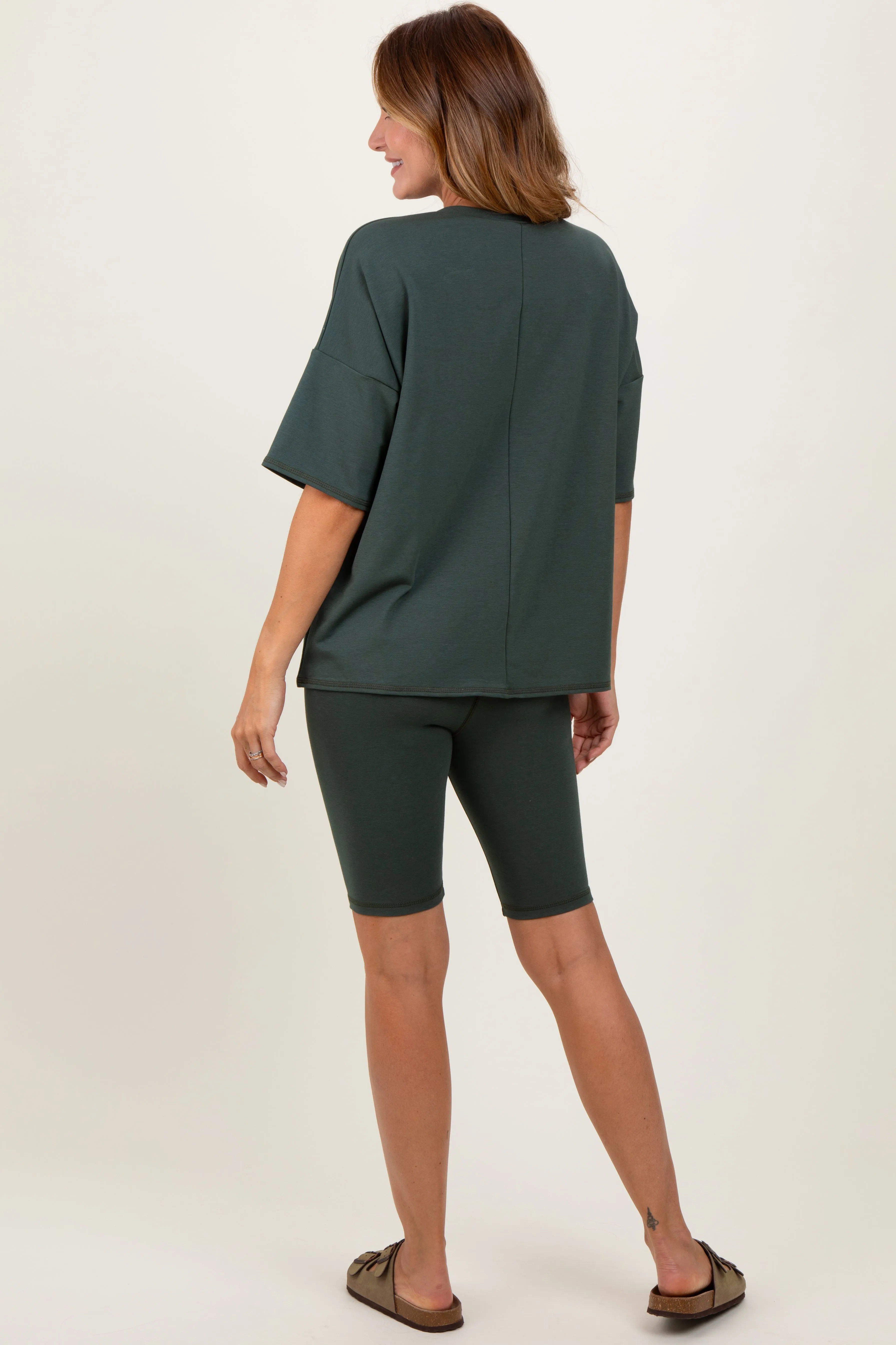 Hunter Green Oversized Short Sleeve Biker Short Set sold by Pinkblush product image thumbnail 3