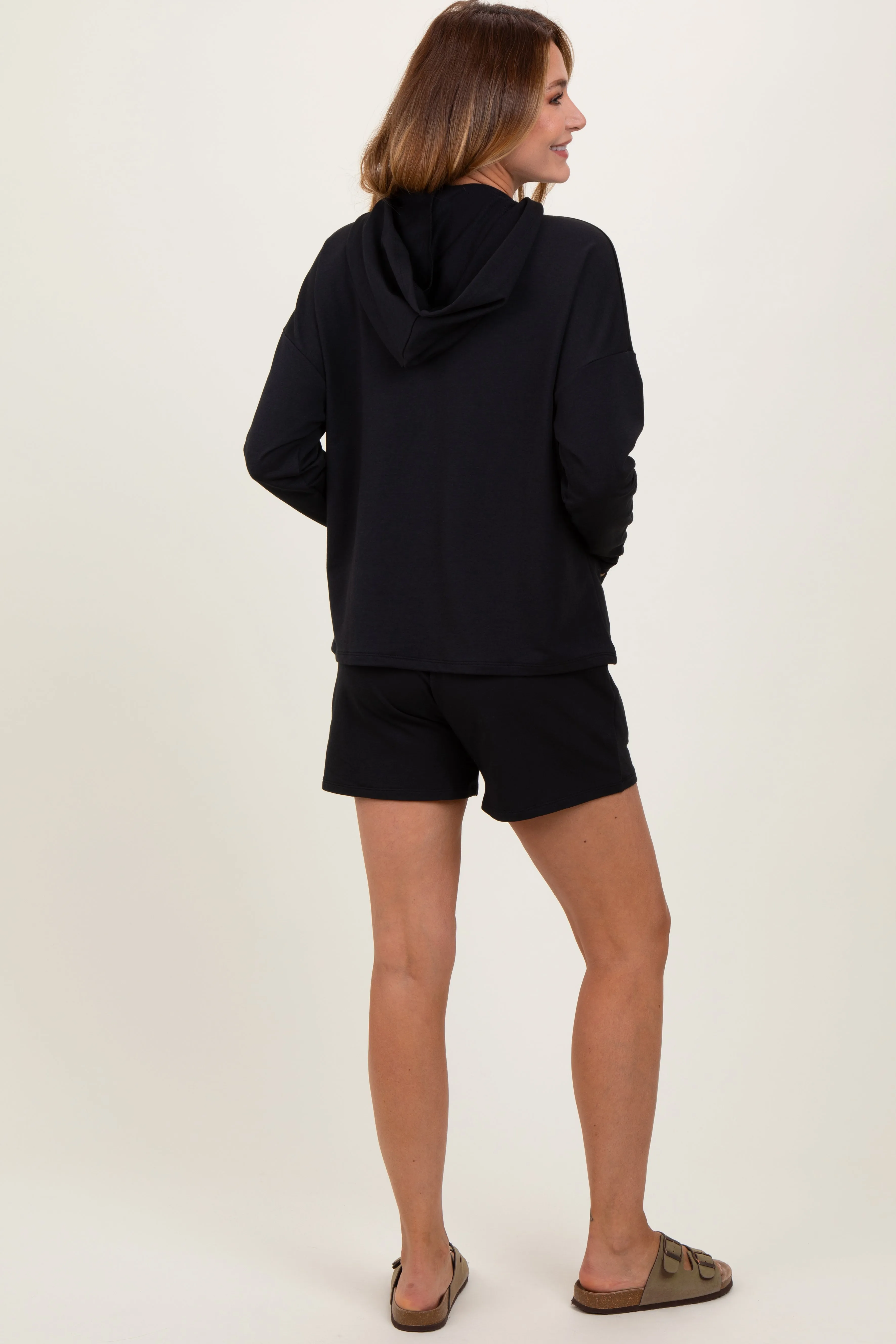 Black Hoodie Shorts Set sold by Pinkblush product image thumbnail 4
