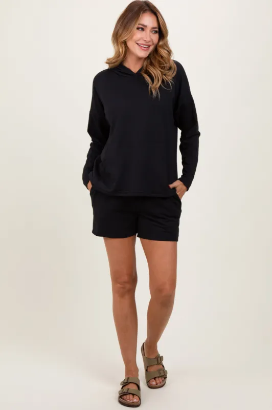 Black Hoodie Shorts Set sold by Pinkblush
