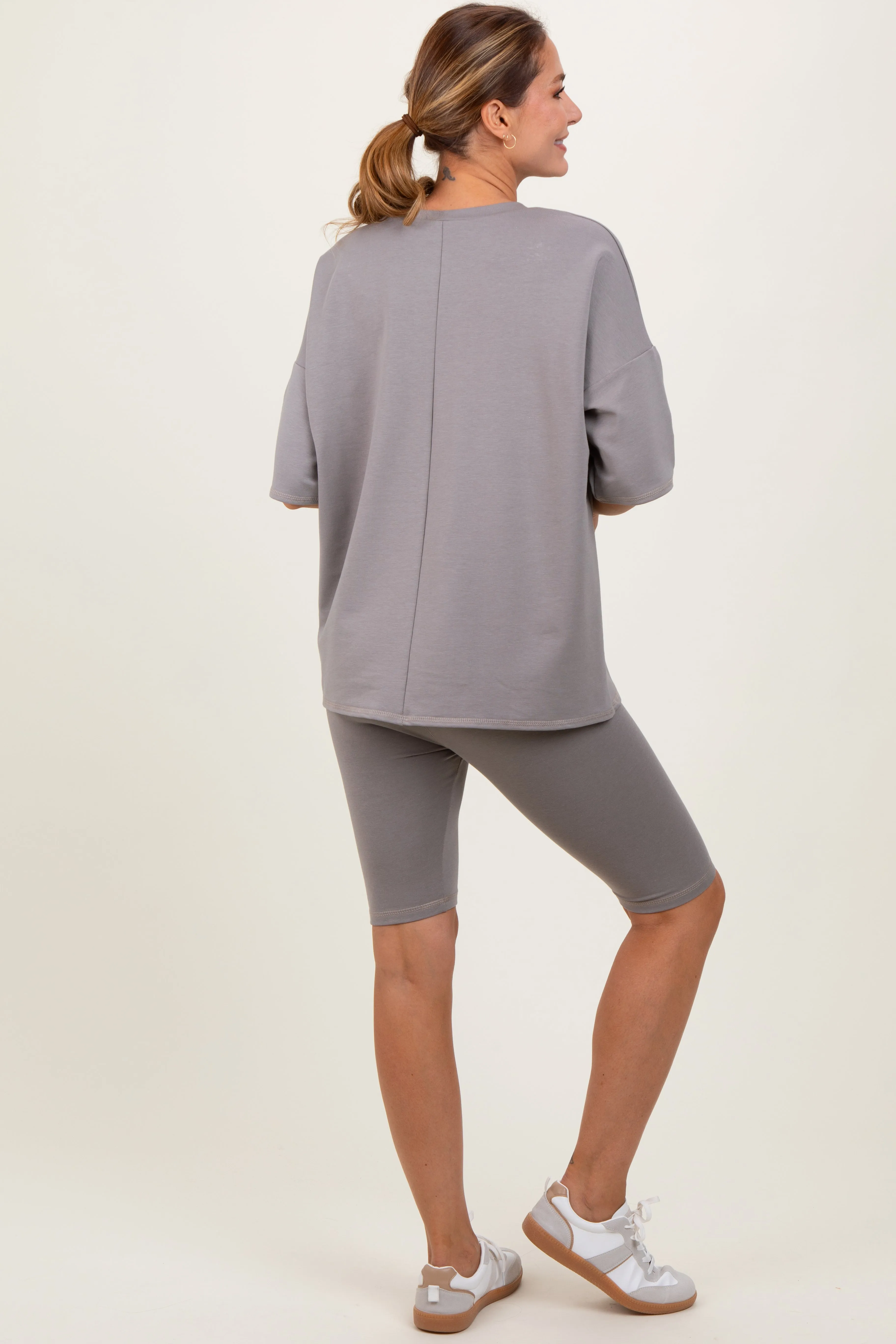 Mocha Oversized Short Sleeve Biker Short Set sold by Pinkblush product image thumbnail 4