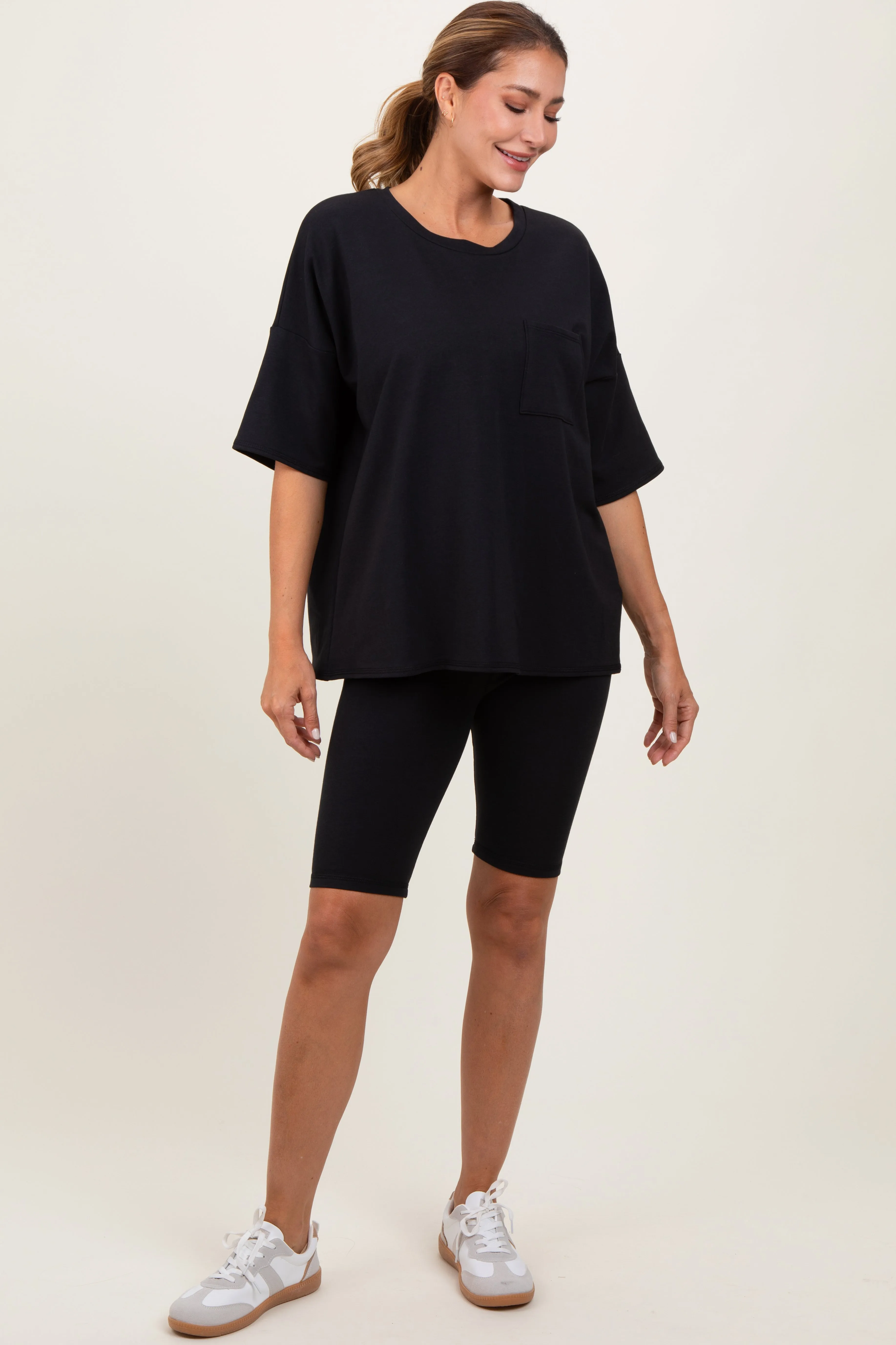Black Oversized Short Sleeve Biker Short Set sold by Pinkblush product image thumbnail 2