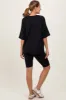 Black Oversized Short Sleeve Biker Short Set sold by Pinkblush