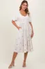 Cream Ribbon Print Smocked Midi Dress sold by Pinkblush