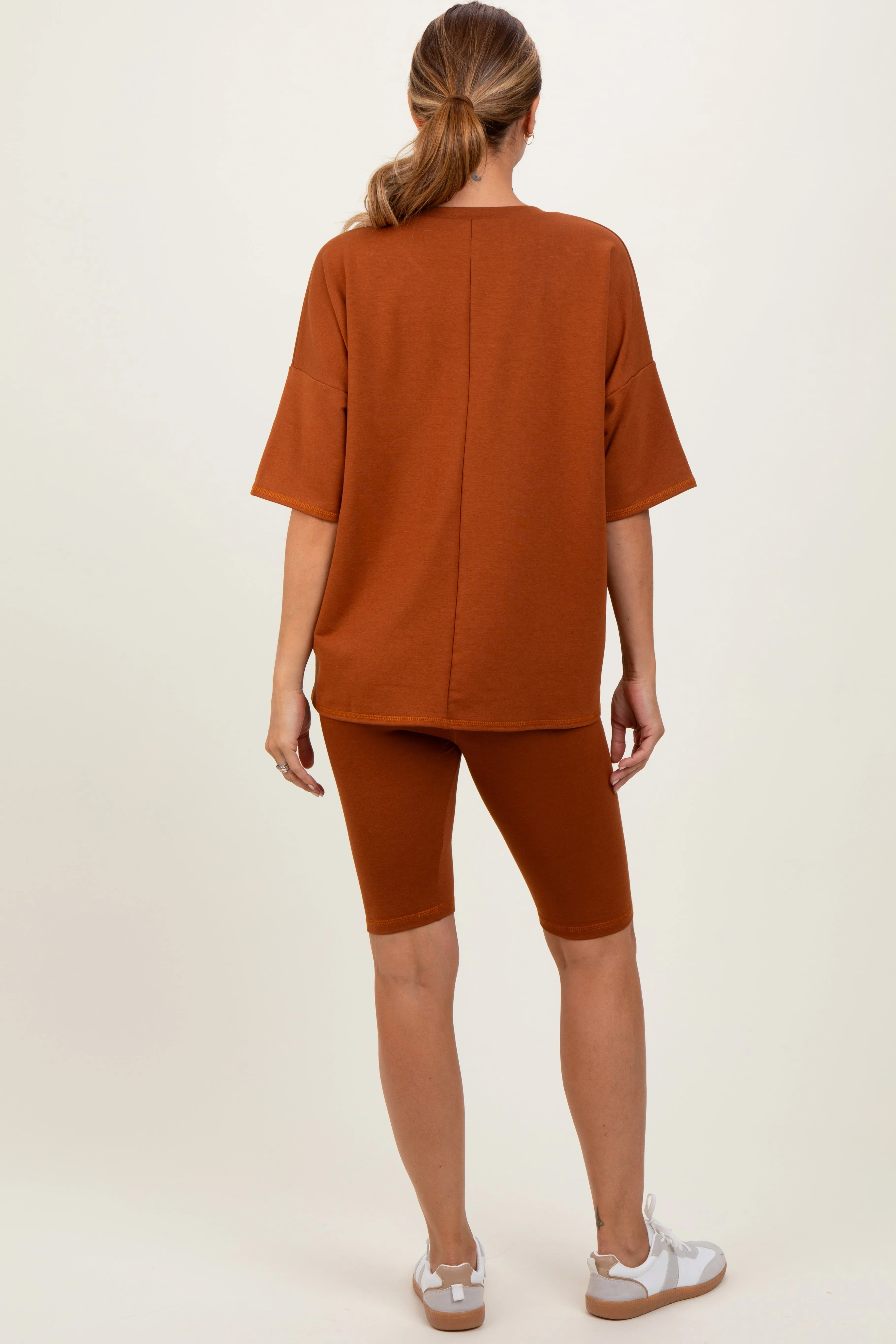 Rust Oversized Short Sleeve Biker Short Set sold by Pinkblush product image thumbnail 4