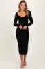 Black Deep V-Neck Midi Sweater Dress sold by Pinkblush