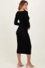 Black Deep V-Neck Midi Sweater Dress sold by Pinkblush