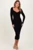 Black Deep V-Neck Midi Sweater Dress sold by Pinkblush