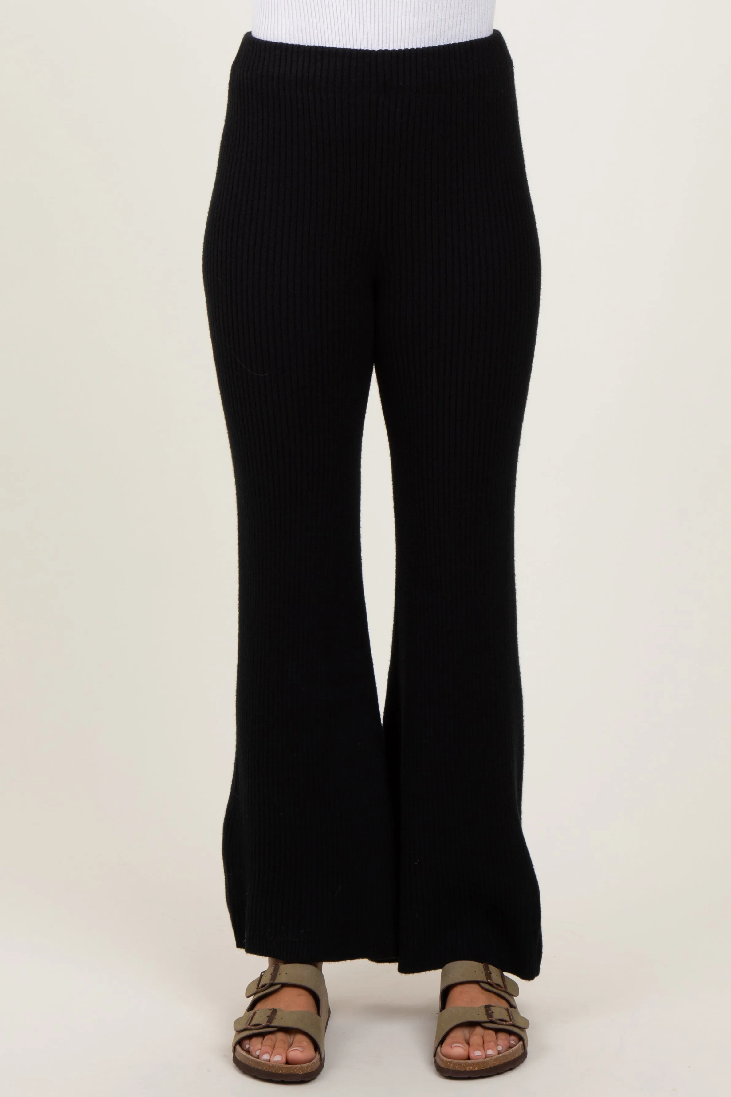 Black Ribbed Knit Flare Pants sold by Pinkblush product image thumbnail 2