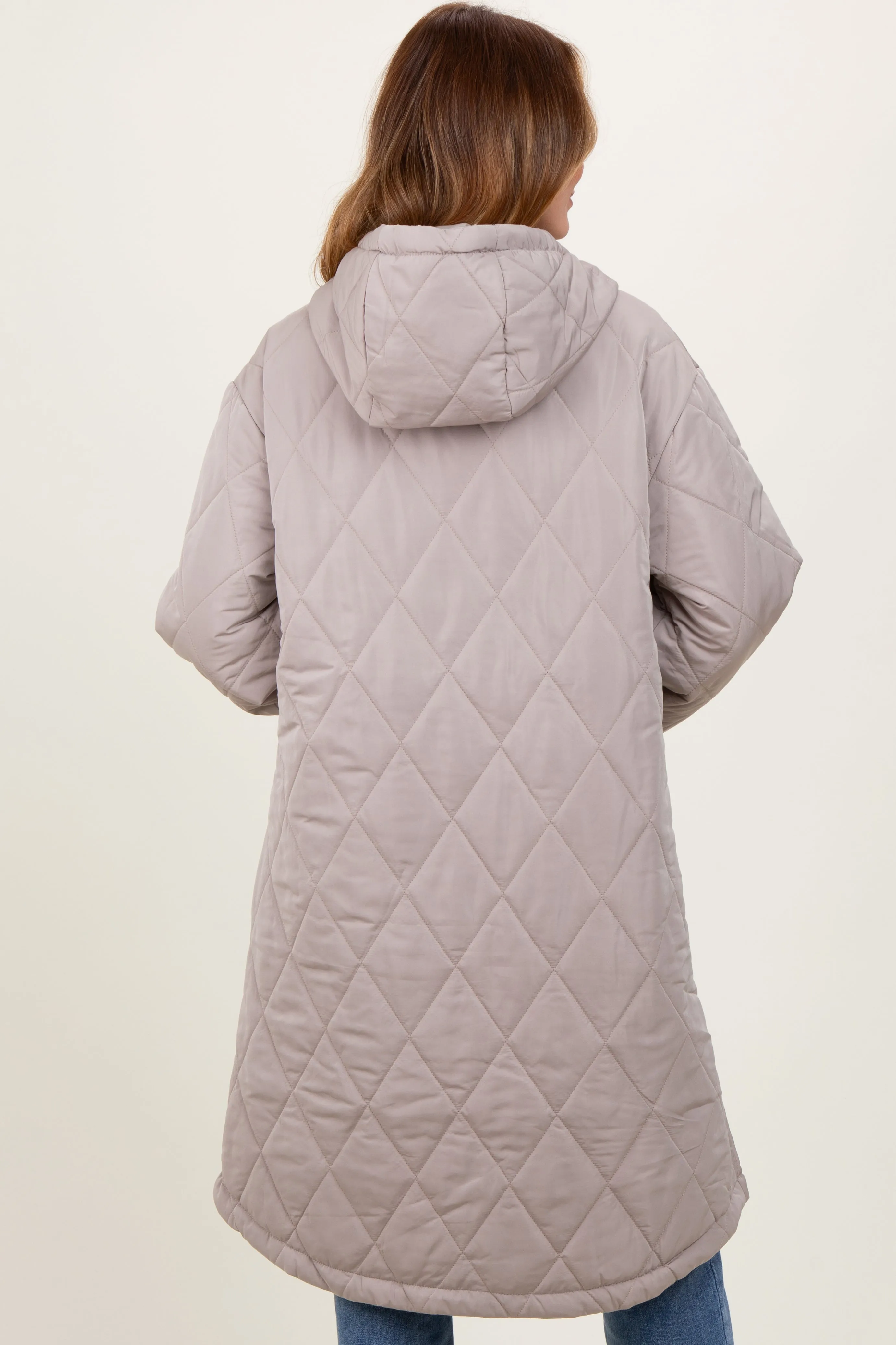 Light Mocha Quilted Long Puffer Jacket sold by Pinkblush product image thumbnail 3