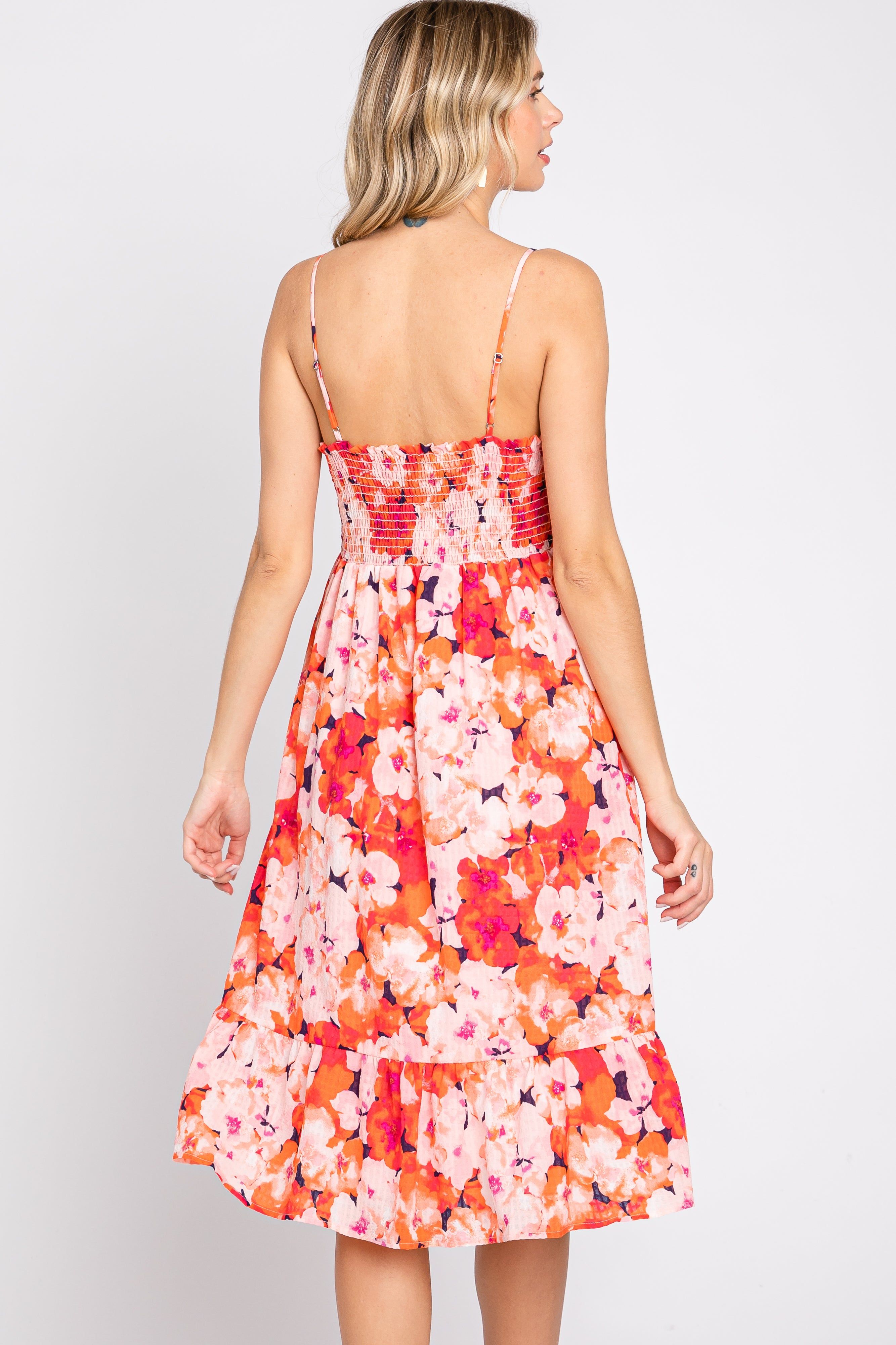 Fuchsia Floral Twist Front Midi Dress sold by Pinkblush product image thumbnail 4