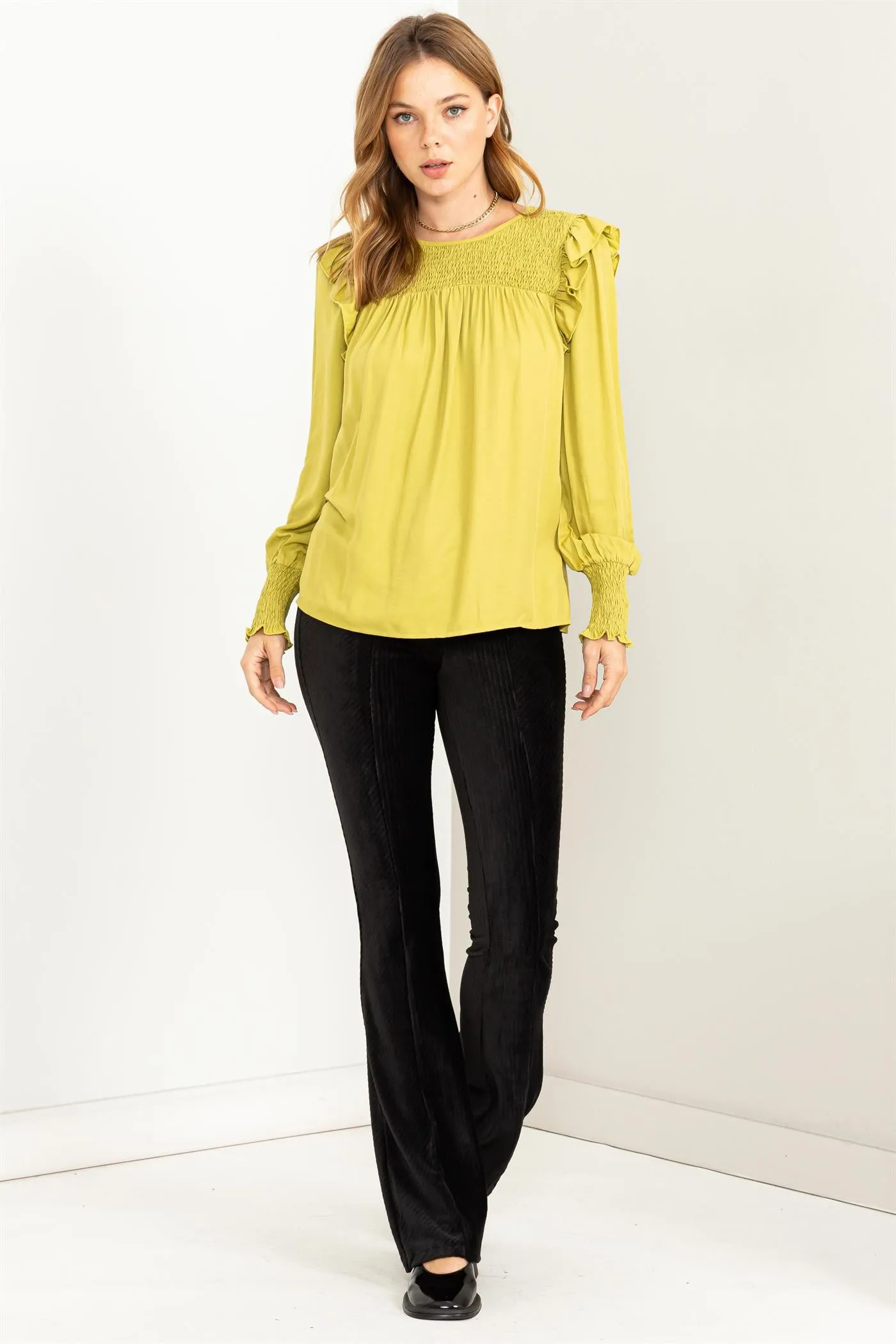 Lime Green Smocked Frill Peasant Blouse sold by Pinkblush product image thumbnail 4