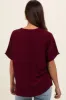 Merlot Short Sleeve Maternity Blouse sold by Pinkblush